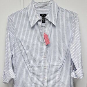 New Taylor Marcs 3/4 Sleeve Striped Blouse Blue & White Size Large NWT